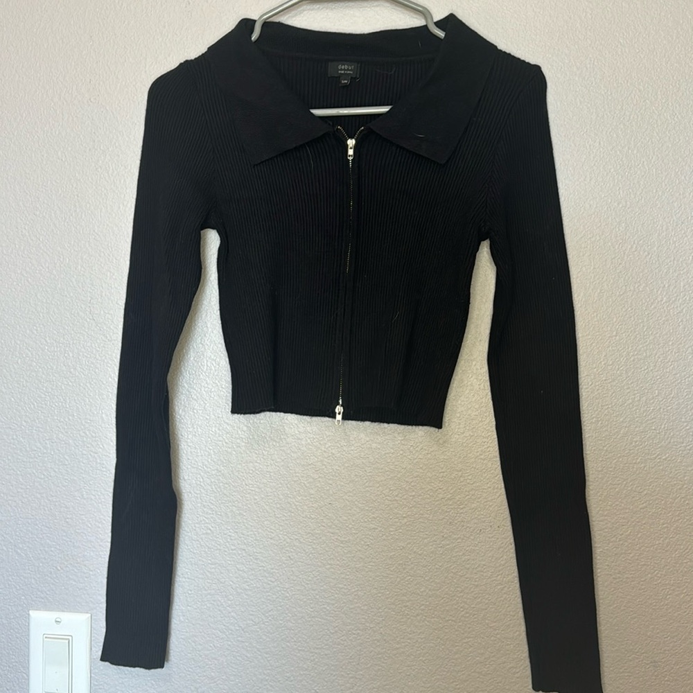 Double zip up cropped shirt